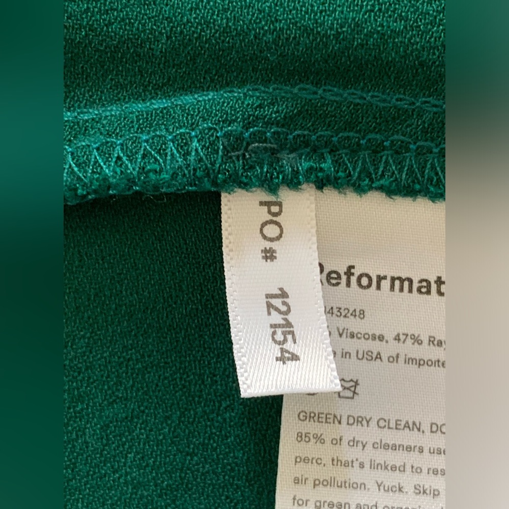 Reformation Womens Lacey Dress Size 12 Emerald Green Puff Sleeve Midi Retro - Picture 6 of 10